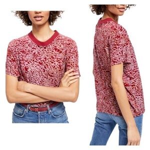 NWT Free People "Teddy" Burnout T-Shirt - Berry